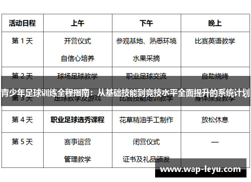 青少年足球训练全程指南：从基础技能到竞技水平全面提升的系统计划