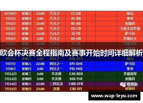 欧会杯决赛全程指南及赛事开始时间详细解析